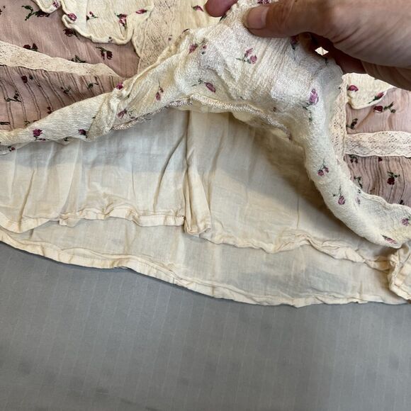 Anthropologie Seen Worn Kept Dress Small Ruffles Long Sleeve Open Floral Pink - Picture 16 of 16